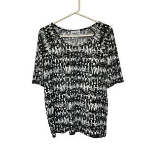 Anthony Richards S/S Top Black Gray and White Patterned Womans Size XL